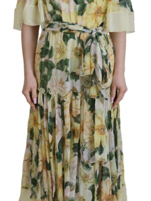 Dolce & Gabbana Floral Silk Pleated Maxi Dress