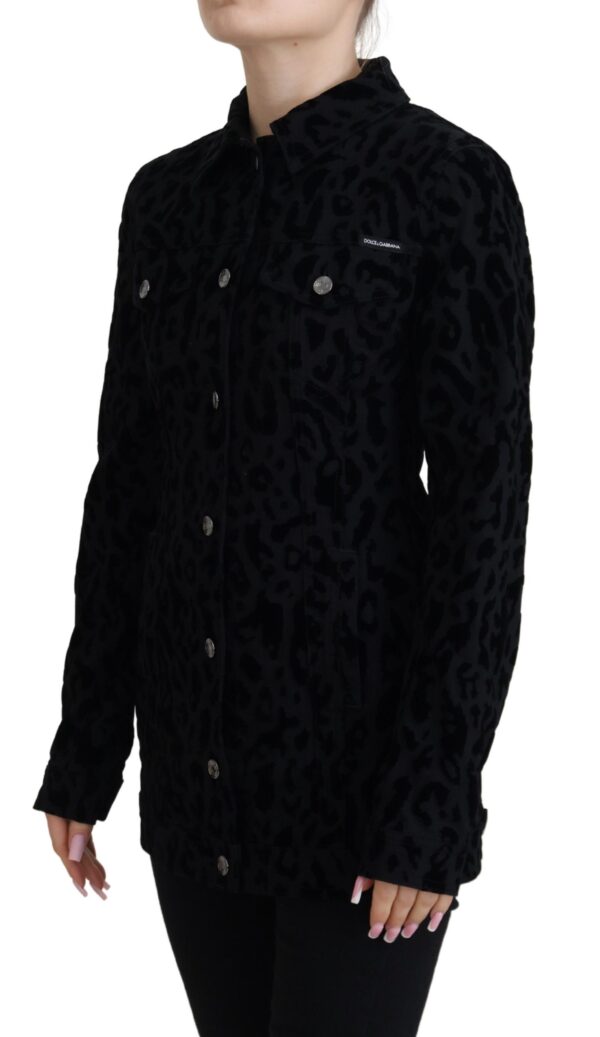 Dolce & Gabbana Chic Leopard Pattern Denim Jacket - Image 2