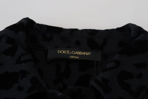 Dolce & Gabbana Chic Leopard Pattern Denim Jacket - Image 6