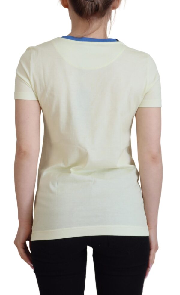 Dolce & Gabbana Elegant Yellow Cotton Tee with Chic Print - Image 3