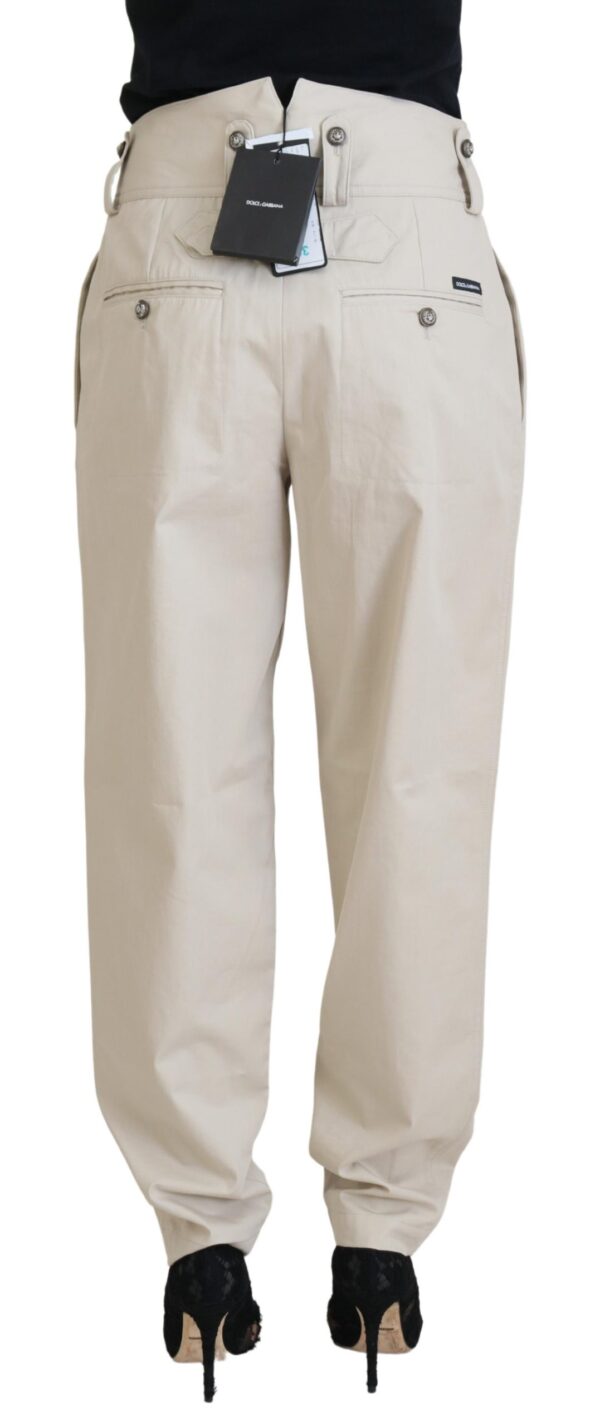 Dolce & Gabbana Elegant Beige Cotton Trousers - Image 3