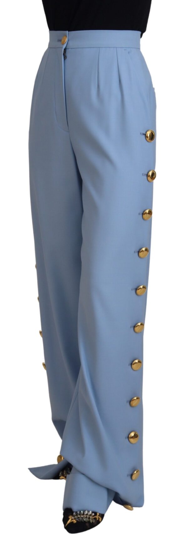 Dolce & Gabbana Elegant Light Blue Wool-Silk Blend Pants - Image 2