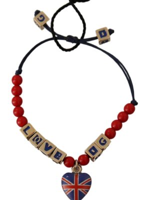 Dolce & Gabbana Elegant Blue, Red Glass & Zama Bracelet