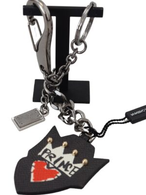 Dolce & Gabbana Elegant Silver and Black Designer Keychain