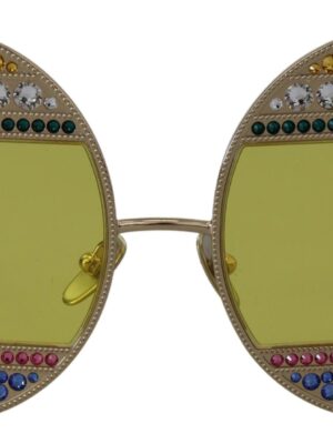 Dolce & Gabbana Crystal Embellished Gold Oval Sunglasses