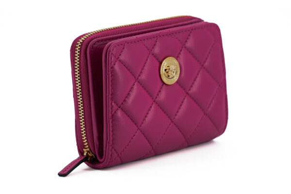Versace Elegant Purple Quilted Leather Wallet - Image 3