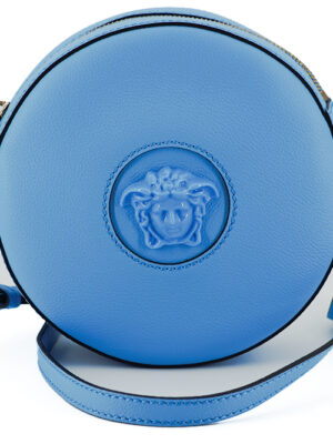 Versace Chic Blue Leather Round Shoulder Bag