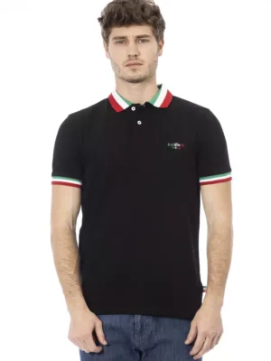 Baldinini Trend Black Cotton Men Polo