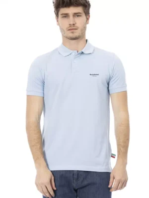 Baldinini Trend Light Blue Cotton Men Polo Shirt