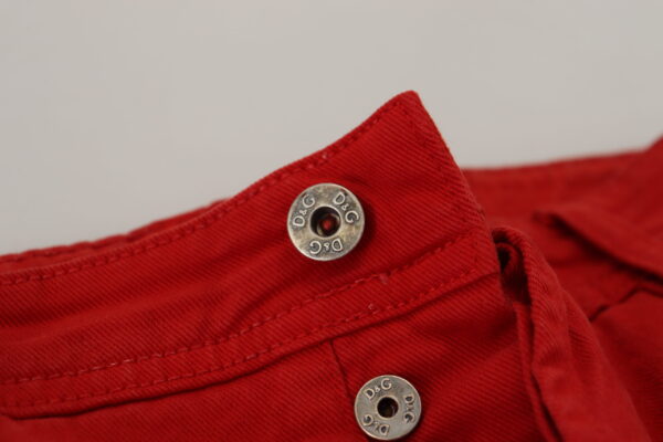Dolce & Gabbana Chic Red Cotton Denim Pants - Image 5