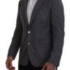 Dolce & Gabbana Elegant Gray Wool Blazer with Bee Crown Embroidery - Image 2