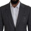 Dolce & Gabbana Elegant Gray Wool Blazer with Bee Crown Embroidery - Image 4