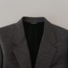 Dolce & Gabbana Elegant Gray Wool Blazer with Bee Crown Embroidery - Image 7