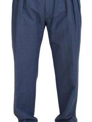 Dolce & Gabbana Elegant Blue Linen-Cotton Blend Trousers