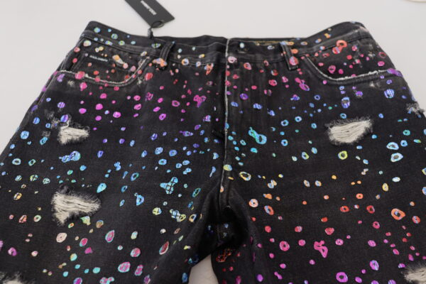 Dolce & Gabbana Elegant Multicolor Printed Denim Pants - Image 5