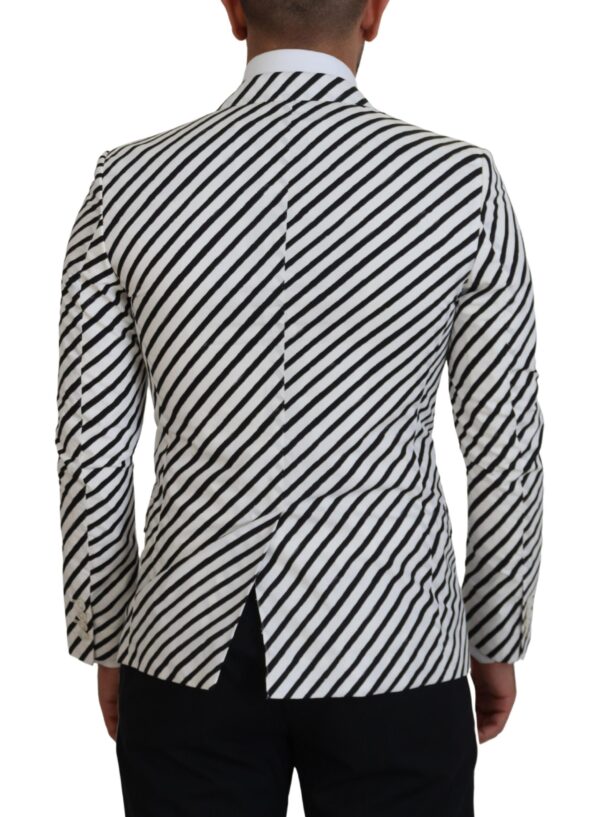 Dolce & Gabbana Elegant White Striped Single Breasted Blazer - Image 3