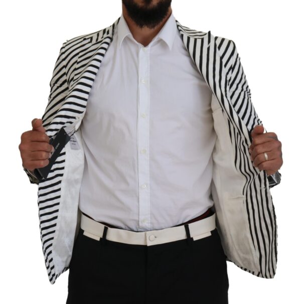 Dolce & Gabbana Elegant White Striped Single Breasted Blazer - Image 5