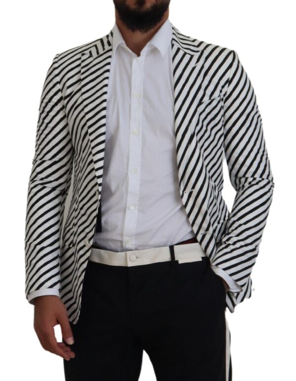 Dolce & Gabbana Elegant White Striped Single Breasted Blazer - Image 6