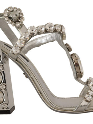 Dolce & Gabbana Crystal-Embellished Silver Leather Pumps