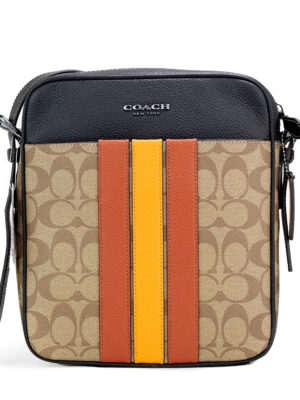 COACH Hudson 21 Signature Varsity Stripe Coated Canvas Crossbody Bag