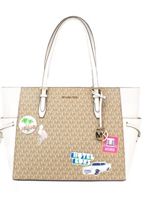 Michael Kors Gilly Large Travel Miami Print Signature PVC Tote Handbag Purse