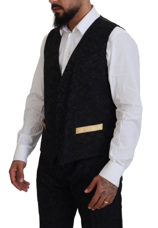 Dolce & Gabbana Elegant Black & Gold Slim Fit 3 Piece Suit - Image 6