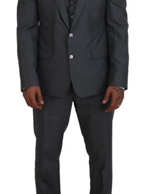 Dolce & Gabbana Sleek Silver Martini Slim Fit Three-Piece Suit