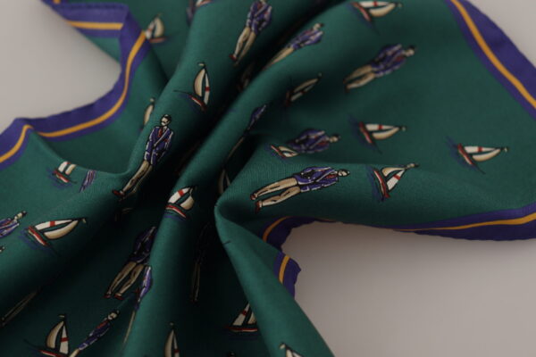 Dolce & Gabbana Elegant Green Silk Men's Square Scarf - Image 2