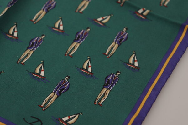 Dolce & Gabbana Elegant Green Silk Men's Square Scarf - Image 3
