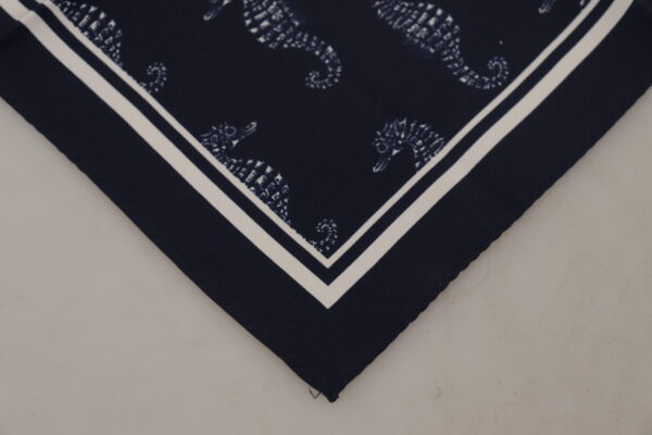 Dolce & Gabbana Elegant Blue Seahorse Silk Men's Scarf - Image 2