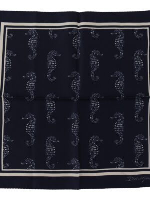 Dolce & Gabbana Elegant Blue Seahorse Silk Men's Scarf