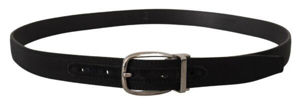 Dolce & Gabbana Elegant Grosgrain Leather Belt with Silver Buckle - Image 3