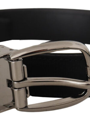 Dolce & Gabbana Elegant Grosgrain Leather Belt with Silver Buckle