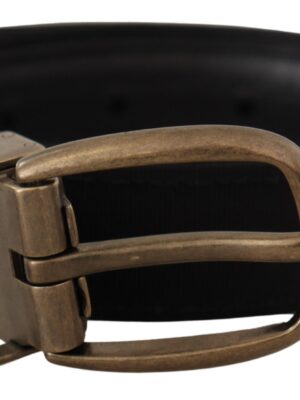 Dolce & Gabbana Elegant Grosgrain Leather Belt - Black