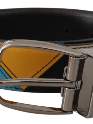 Dolce & Gabbana Elegant Multicolor Leather Belt with Silver Buckle