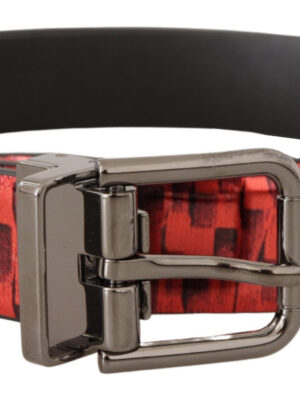 Dolce & Gabbana Elegant Red Leather Belt with Silver Buckle