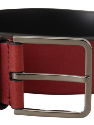 Dolce & Gabbana Elegant Grosgrain Leather Belt with Silver Buckle