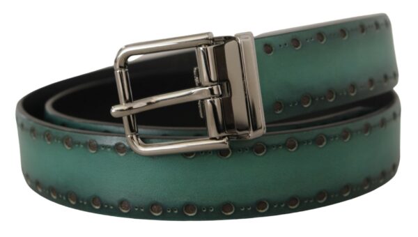 Dolce & Gabbana Elegant Leather Belt with Silver Tone Buckle - Image 2