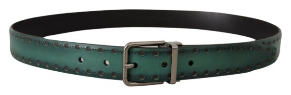 Dolce & Gabbana Elegant Leather Belt with Silver Tone Buckle - Image 3