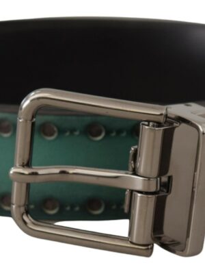 Dolce & Gabbana Elegant Leather Belt with Silver Tone Buckle