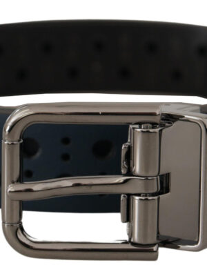 Dolce & Gabbana Elegant Navy Blue Leather Belt