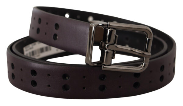 Dolce & Gabbana Burgundy Elegance Leather Belt - Image 2