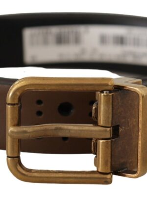 Dolce & Gabbana Elegant Brown Leather Belt with Golden Buckle