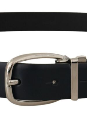 Dolce & Gabbana Elegant Black Leather Belt with Silver Buckle
