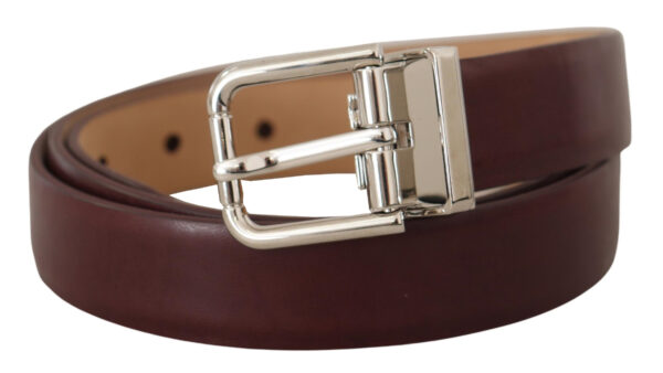 Dolce & Gabbana Elegant Leather Belt with Silver Tone Buckle - Image 2