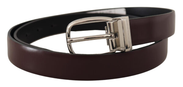 Dolce & Gabbana Elegant Leather Belt with Silver Metal Buckle - Image 2