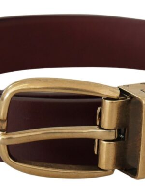 Dolce & Gabbana Elegant Brown Leather Belt with Gold Buckle