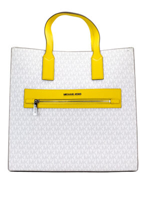 Michael Kors Kenly Large Signature Citrus PVC North South Tote Computer Handbag