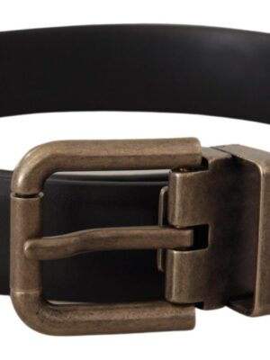 Dolce & Gabbana Elegant Black Calf Leather Belt