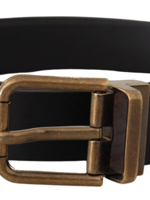 Dolce & Gabbana Elegant Black Leather Belt with Vintage Buckle